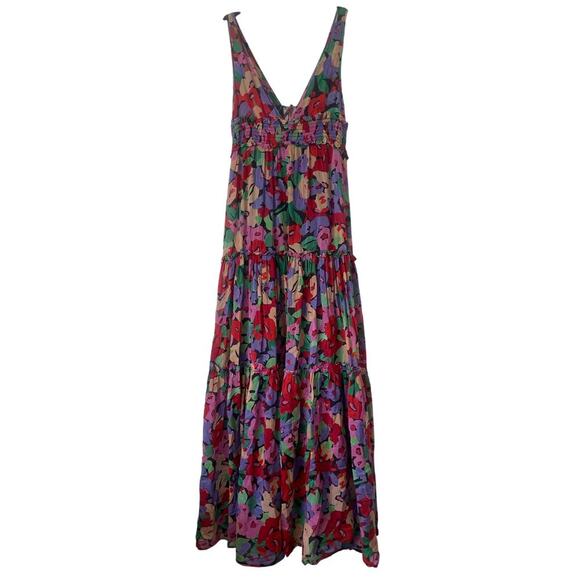 Nicholas Myla Multicolor Cotton Silk Blend Ruched Floral Maxi Dress • Size 6 - Picture 2 of 8